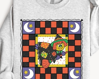 Vintage Halloween PNG Design: 90s Inspired witch (Digital Download)