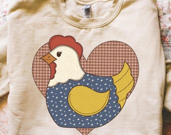 Vintage inspired png design. Hen heart. 90s inspired. Grandma core png. Thrifted png. Granny sweater. Digital download only.