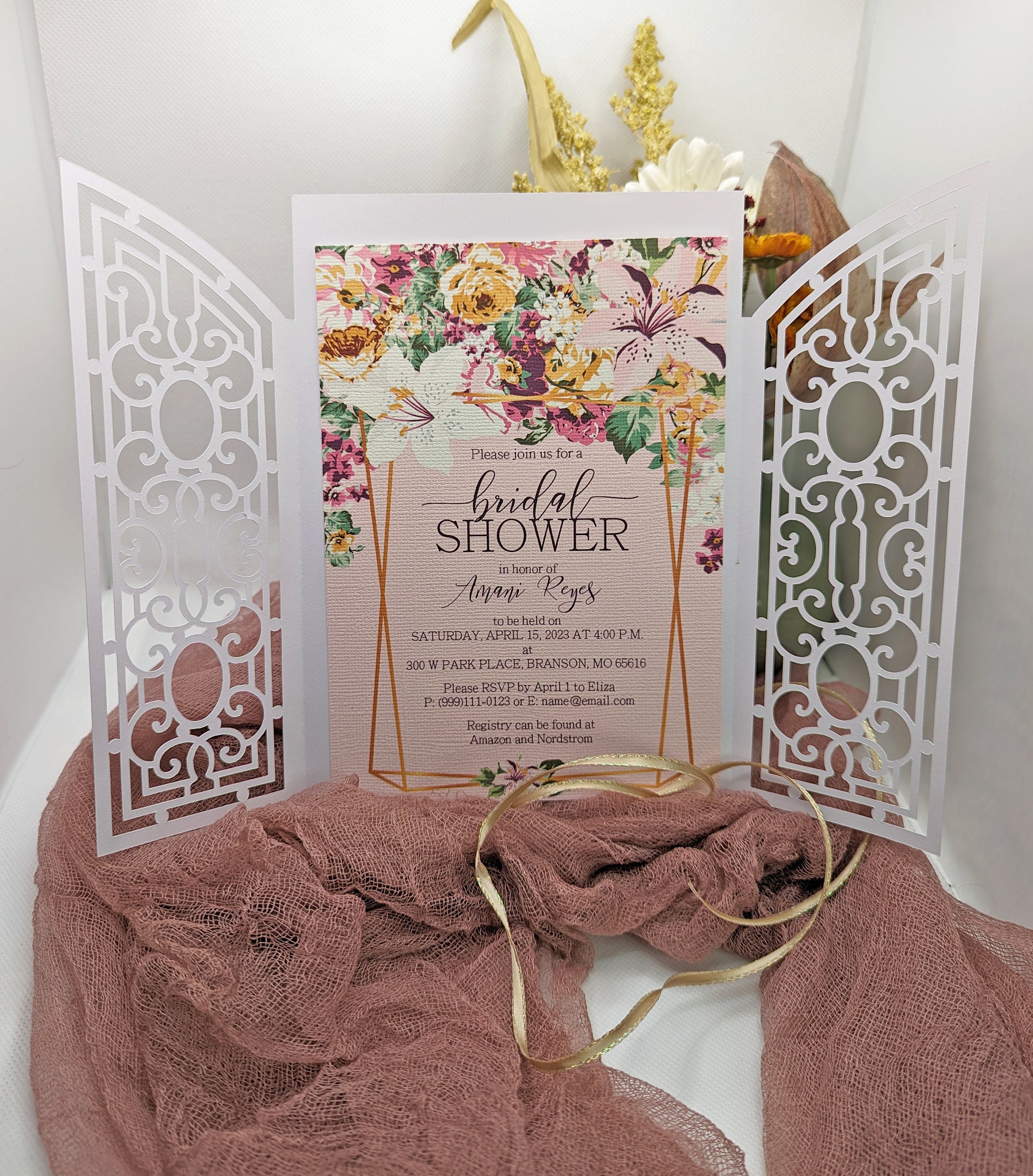 Art Deco Gate Fold Laser Cut Invitation Sleeve for Wedding - Etsy