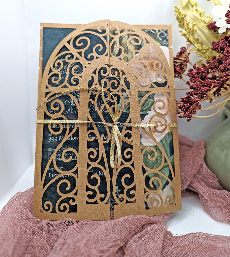 Arch Gate Fold Laser Cut Invitation Sleeve for Wedding DIY Etsy