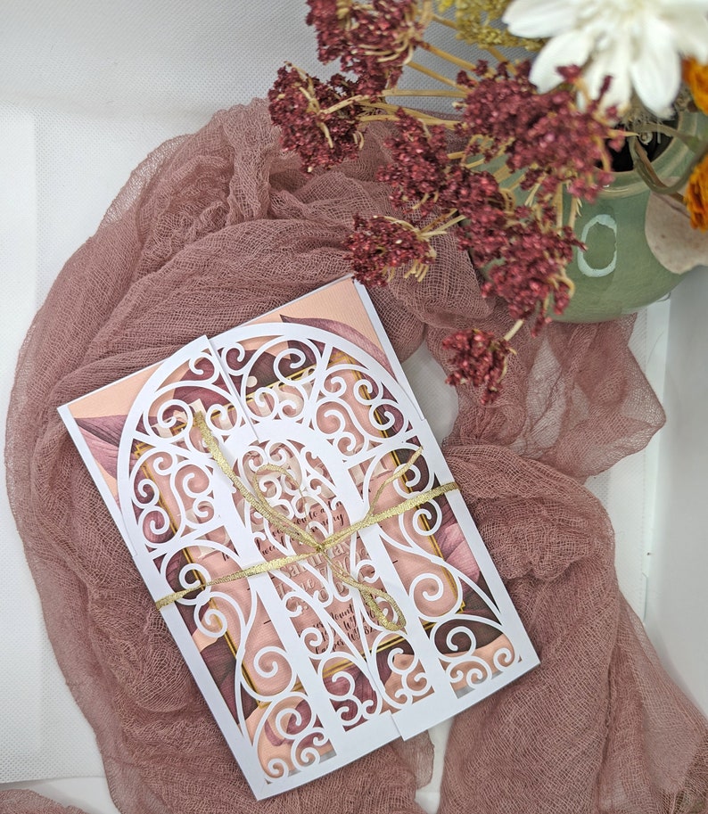 Arch Gate Fold Laser Cut Invitation Sleeve for Wedding DIY Etsy
