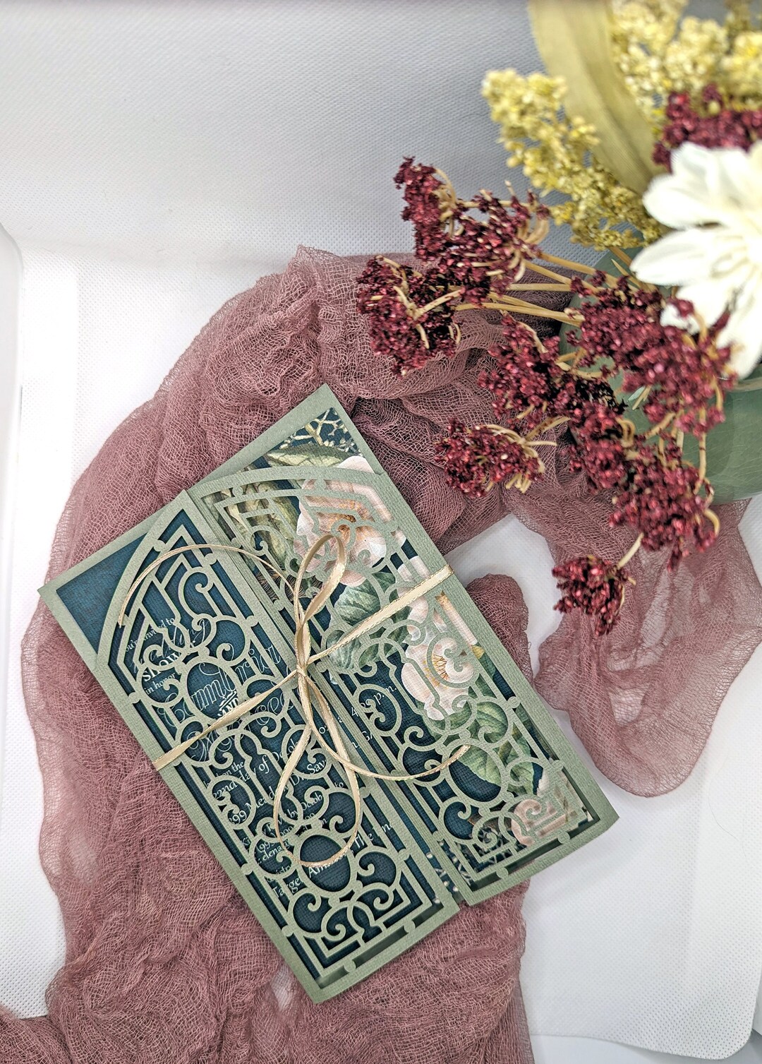 Art Deco Gate Fold Laser Cut Invitation Sleeve for Wedding Etsy