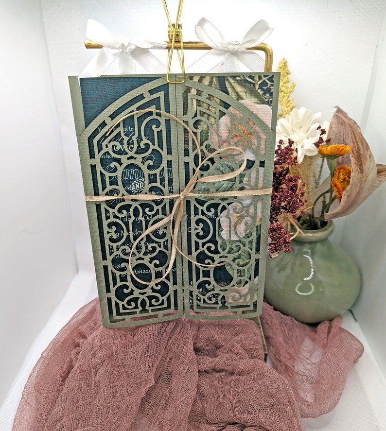 Art Deco Gate Fold Laser Cut Invitation Sleeve for Wedding Etsy