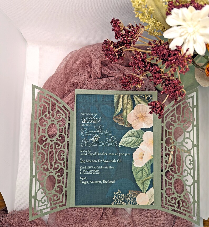 Art Deco Gate Fold Laser Cut Invitation Sleeve for Wedding - Etsy