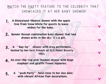 Kändisbabyshower-spel (utskrivbart)