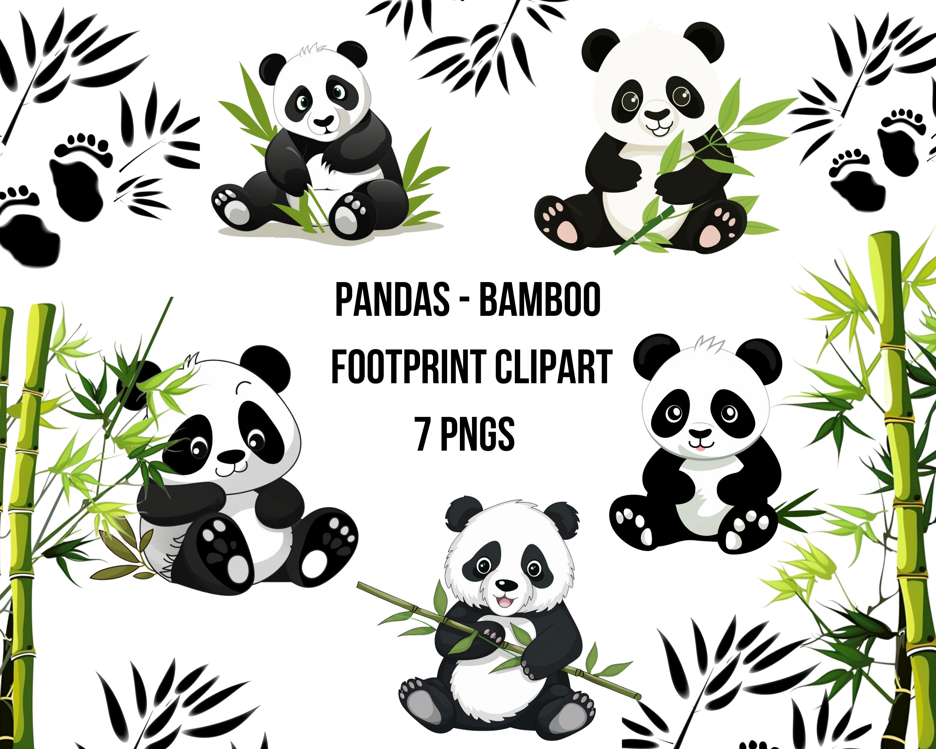 Cute Pandas Clip Art, Panda Clip Art, Panda Clipart, Cute Panda Clipart,  Kawaii Panda, Kawaii Clipart - pnd01