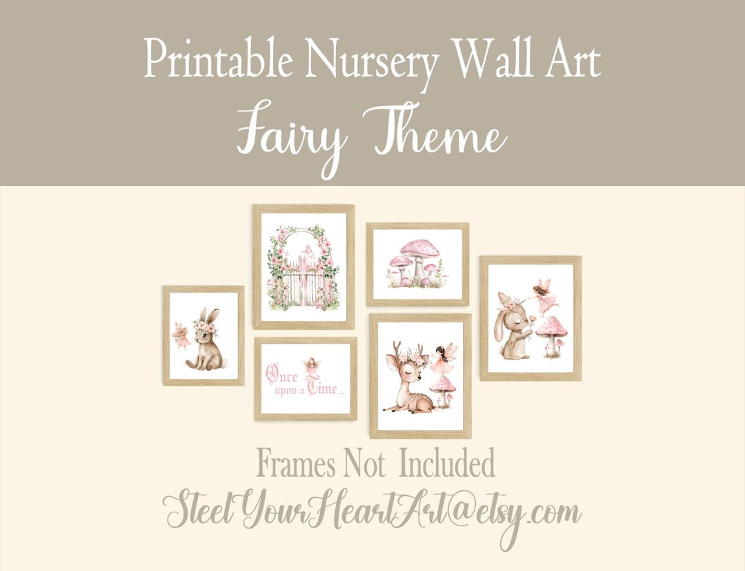 Fairy Nursery Decor, Watercolor Fantasy Forest Fairy, Pink Mushrooms ...
