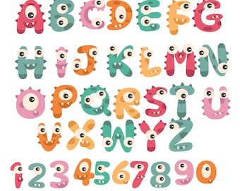 Monster Alphabet SVG,Nursury alphabet printable,Alphabet letter clipart,SVG alphabet design,birthday,shower letters and numbers,PNG graphics