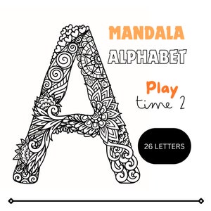 Paquete SVG de alfabeto de mandala, archivos de corte svg de letras de mandala para Cameo y Cricut. Fuente de mandala, letras prediseñadas del alfabeto, monograma