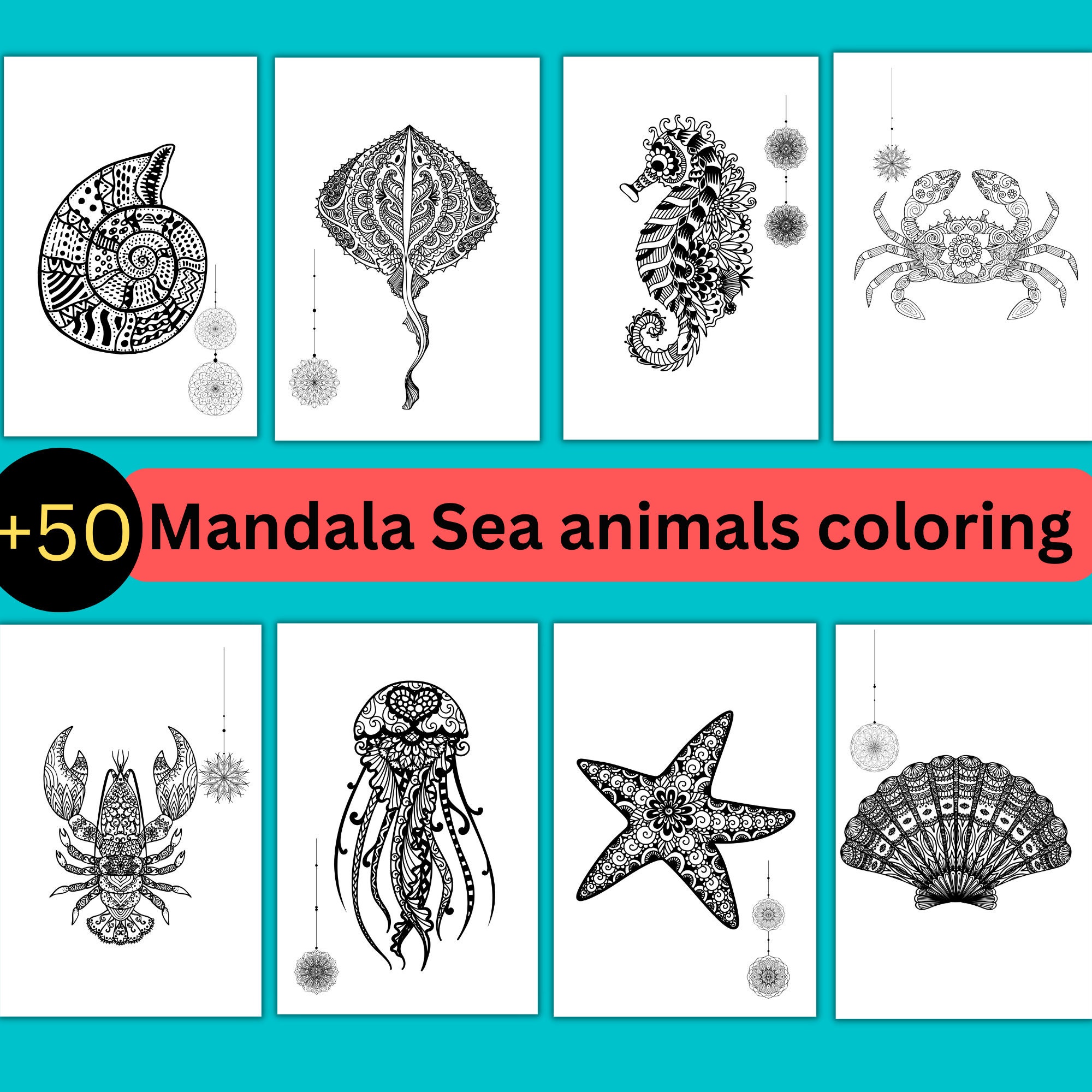 100 Animals: An Adult Coloring Book with 100 beautiful Animal Mandalas  Coloring Pages (Printable PDF / Instant Download)