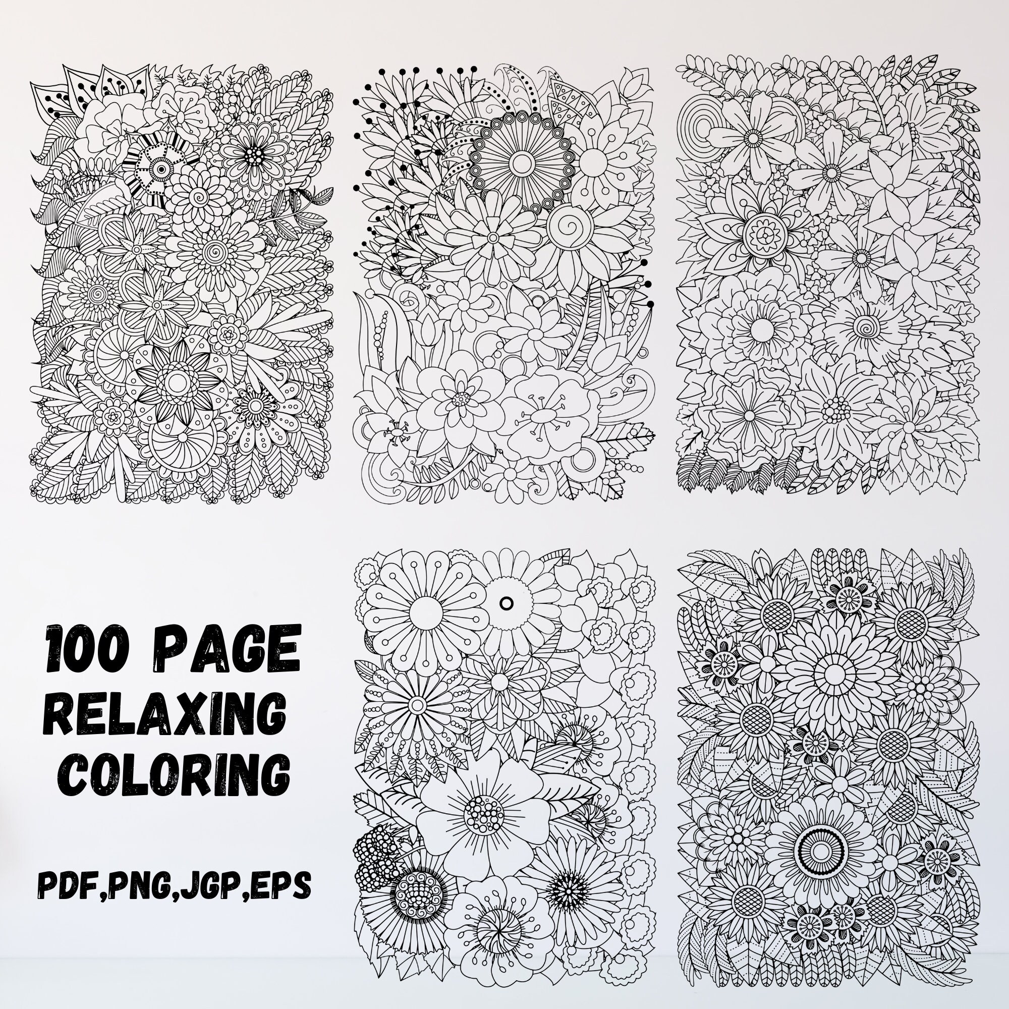 100 PAGES Adult Coloring Pages,printable Coloring Pages,instant ...