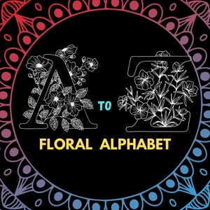 花のアルファベット SVG、花のアルファベット、A-Z、モノグラム、花柄、結婚式、文字、バンドル、フォント、Cricut SVG、シルエット、植物、ファンシー ABC 即時ダウンロード