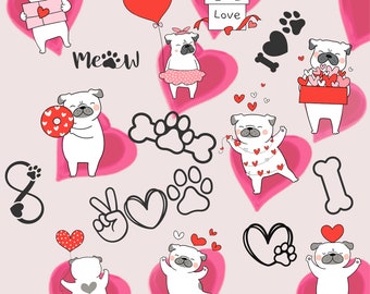 Dog SVG Bundle, Valentine's Day Dog SVG, Puppy Love SVG, Digital Download, Cut Files, Sublimation, Clipart (16 svg/png/pdf formats)