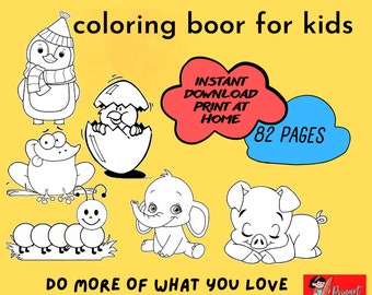 82 Printable Coloringpages Preschool Kindergarten Activity, Preschool Book otodlers Instant download Digital product