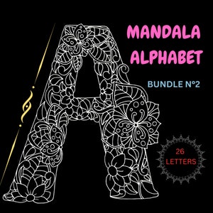 Mandala Alphabet SVG Bundle, Mandala letter svg Cut Files for Cameo & Cricut.Mandala Font, Letter Zentangle, Alphabet Clipart Letters Monogram