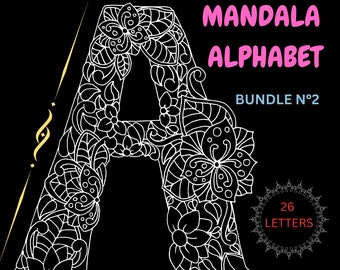 Mandala Alphabet SVG Bundle,Mandala letters svg Cut Files for Cameo & Cricut.Mandala Font,Letter Zentangle,Alphabet Clipart Letters Monogram