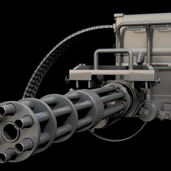 M134 Mini Gun, 3D Model, 3D Print, OBJ, STL, Zbrush File, Bullet Belt, Bullet Case, Digital File, Cinematic Quality