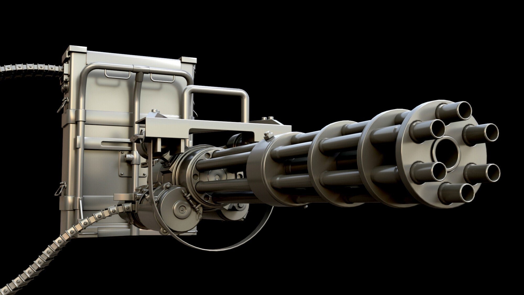 M134 Mini Gun, 3D Model, 3D Print, OBJ, STL, Zbrush File, Bullet Belt ...