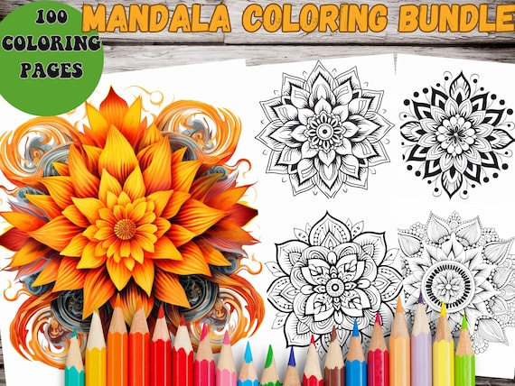 100 Mandala Coloring Pages,Adults,Kids,Printable Mandala Coloring,Mandala Bundle,Coloring Book,Instant Download,coloringpage A4,coloring PDF