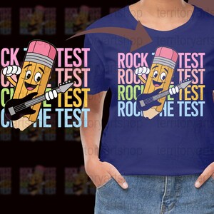 Rock The Test, digitaler Download, Back To School Bleistift-Design, digitale Kunst png svg eps pdf, druckbare Klassenzimmer Dekoration, Instant Download