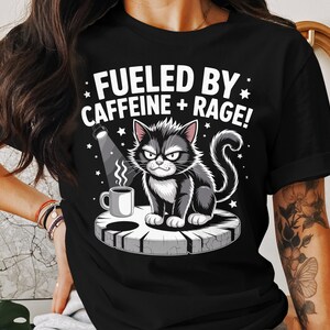 Fueled By Caffeine Rage Cat Digital Download, Grumpy Cat Art, Coffee Lover Gift, Funny Cat Design, Sarcastic Kitty, Digital Prints
