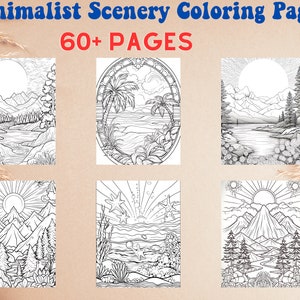 60+ Minimalist Scenery Coloring Pages for Adults, kids Printable Coloring Book,adult coloringpages,Coloring Book,downloadable coloring pages