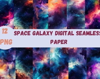 Printable Starry Galaxy Digital Paper, Starry Night Sky Background,Cosmic Space Universe  Paper,Download Printable Paper,Seamless Textures