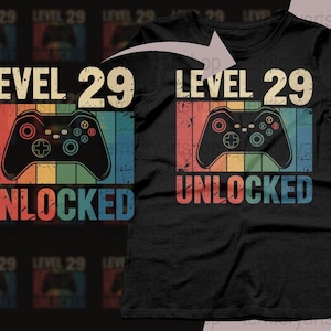 Level 29 Unlocked Birthday Digital Download Gaming Poster, Gamer Birthday Wall Art, Instant Download png svg eps pdf, Level Up Decor