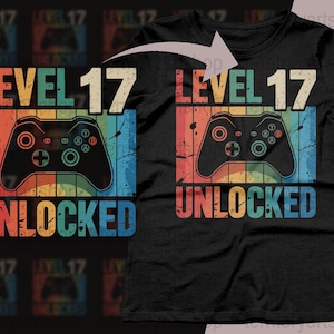 Level 17 Unlocked Gamer Birthday Decoration Instant Download png svg eps pdf, Level Up Gaming Print for DIY Party Decor