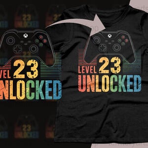 Level 23 Unlocked Gaming Birthday Digital Download, Gamer Party Printable, Level Up Gamer Art, Instant Download png svg pdf
