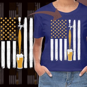 Patriotic Beer Flag Digital PNG, American Flag Beer Lover Art, Craft Beer Design, USA Flag Beer Tap Digital Download