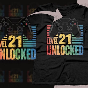 Level 21 Unlocked Digital Download png svg eps pdf, Gamer Birthday Digital Download, Gaming Party Decor Instant Download