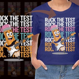Rock the Test Digital Sofort Download, Spaß Bleistift Gitarre Illustration, Klassenzimmer Dekor Druck, motivierende Lehrer Poster, Arbeitszimmer Kunst