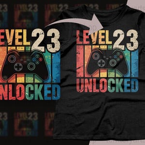 Level 23 Unlocked Gaming Birthday Digital Instant Download png svg eps pdf, Gamer Birthday Party Decor, Video Game Birthday Poster