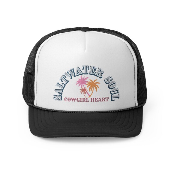 Cowgirl Heart Trucker Cap, Vibrant Beach Vibe Hat, Summer 