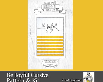 Be Joyful Cursive Quilt Pattern & Kit: Fusible Bias Tape Included ~ Gender Neutral Baby Quilt