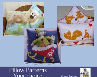 Applique Pillow Patterns: Your Choice ~ Bear, Elf, or Fox ~ Claire Turpin Designs (Hard Copy)