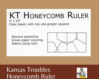 Kansas Troubles Honeycomb Quilt Ruler: 5"x10" Acrylic Hexagon Template