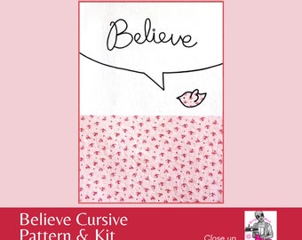 Believe Bird Quilt Paper Pattern & Kit: Fusible Bias Tape Included ~ Gender Neutral Baby Quilt