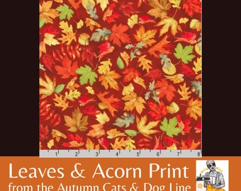 Autumn Leaves & Acorns Fabric: 100% Cotton Quilt Fabric by Mary Lake for Robert Kaufman ~ AMKD-21806-322 ORANGE SPICE
