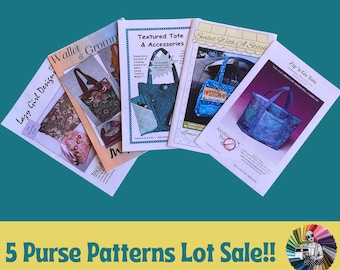 Purse Pattern Lot: 5 Tote & Bag Sewing Patterns