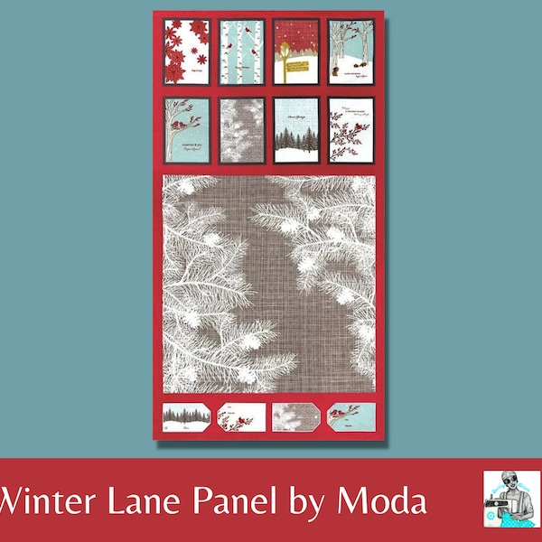 Winter Lane Panel ~ Lowest Price! ~ Moda ~ Kate & Birdie Paper Co ~ With Labels ~ Pillow ~ Banner ~ Post Cards ~ 2013 OOP HTF ~ 100% Cotton