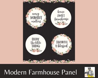 Modern Farmhouse Quilt Panel: Floral Quotes ~ Rose Gold Accents ~ by Simple Simon for Riley Blake Fabrics ~ HTF