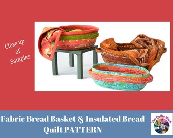 Fabric Bread Basket Pattern: Coiled Clothesline Craft ~ Insulated Bread Quilt Pattern too!