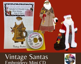 Vintage Santa Machine Embroidery Designs: Appliqué Patterns (Mini CD)