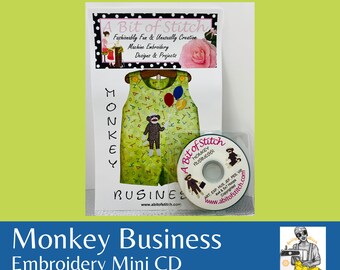 Sock Monkey Machine Embroidery Applique Designs (Mini CD) ~ Multi-formatted