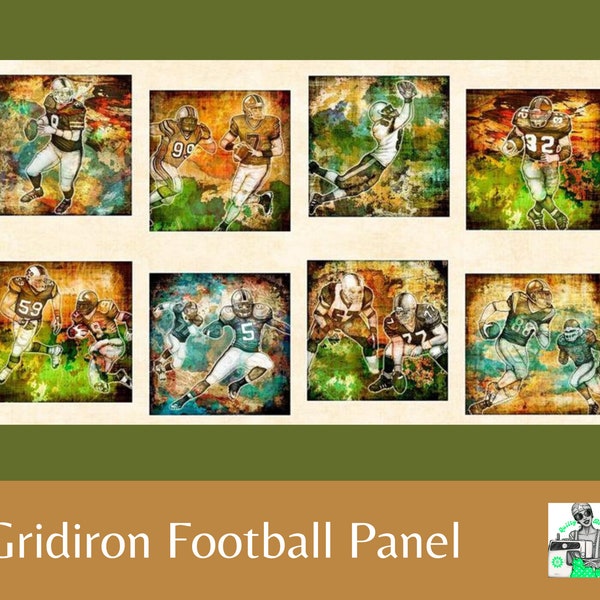 RARE Gridiron Football Panel ~ Vintage Watercolor Style ~ Dan Morris ~ Quilting Treasures ~ Out of Print 2016 HTF~ 100% Quality Cotton