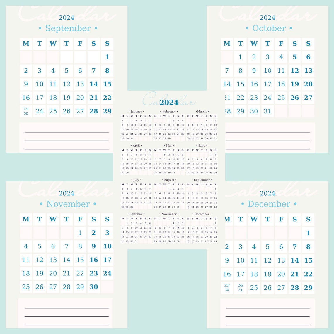 2024 Printable Monthly Calendar Template Minimalist Design Etsy 2024 Printable Monthly Calendar Template Minimalist Design Etsy