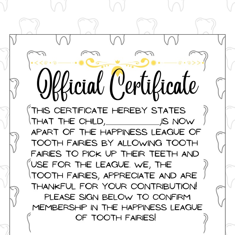 Tooth Fairy Certification Etsy