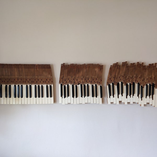 Custom Reclaimed "Vibrating" Piano Keyboard Triptych
